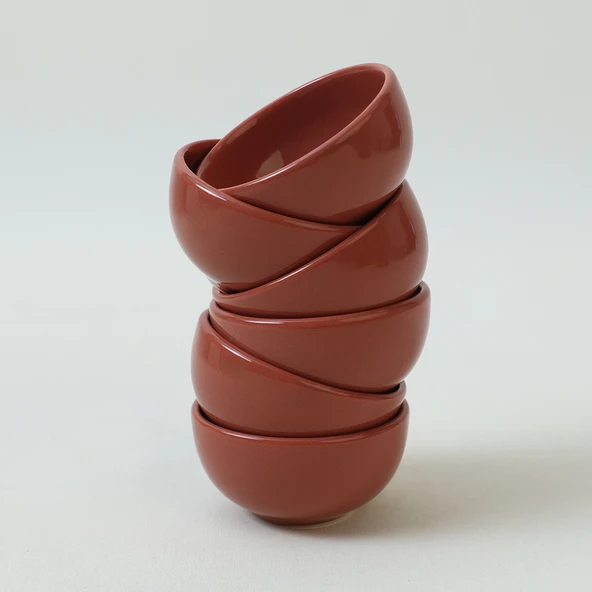Keramika Kızıl Kahve Bulut Mini Çerezlik / Sosluk 8 Cm 6 Adet 607 - 8