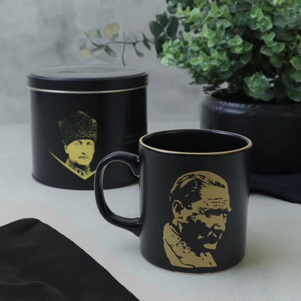 Keramika Keraart Gold Ay yıldız Özel Teneke Kutulu Atatürk Kupa 10 Cm - 7