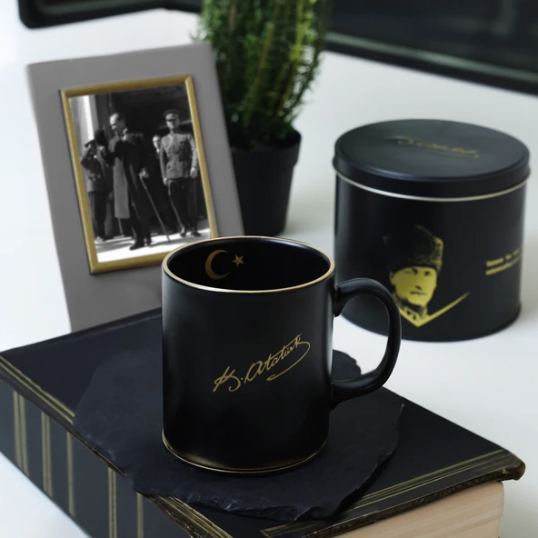 Keramika Keraart Gold Ay yıldız Özel Teneke Kutulu Atatürk Kupa 10 Cm - 3