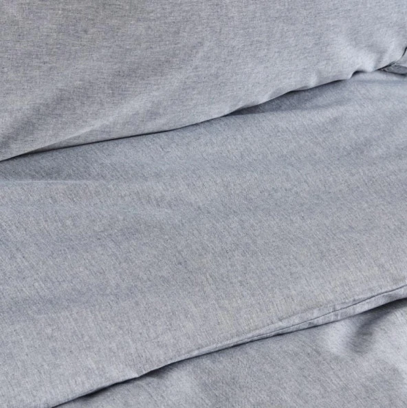 Karacahome Denim Azur Mavi %100 Pamuk Çift Kişilik Nevresim Takımı - 4