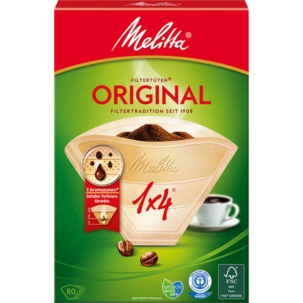 Melitta 1x4 Original Kahverengi Kahve Filtre Kağıdı