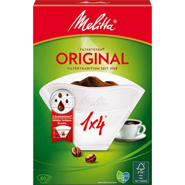 Melitta 1x4 Original Beyaz Kahve Filtre Kağıdı