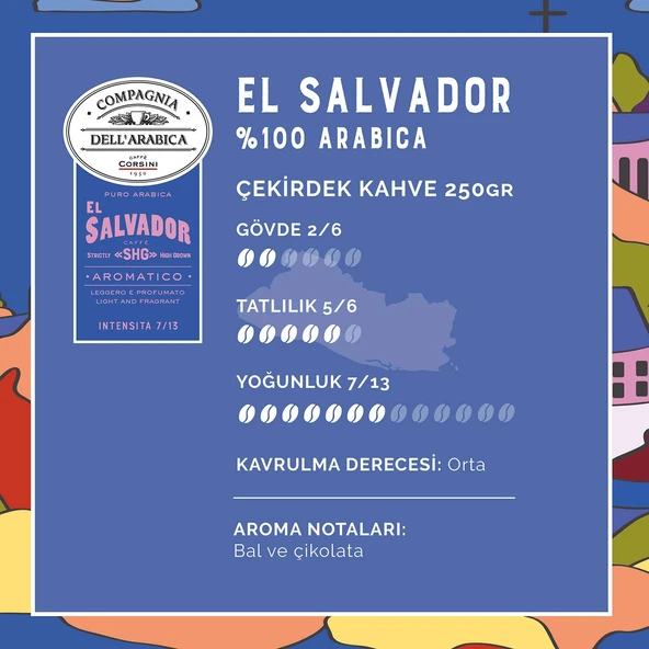 Caffe Corsini El Salvador %100 Arabica Çekirdek Kahve 250GR - 3