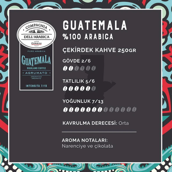 Caffe Corsini Guatemala %100 Arabica Çekirdek Kahve 250GR - 3