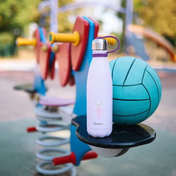 Qwetch QK9005 Kids Isı Yalıtımlı 500ml Termos - Kedi Desenli - 5