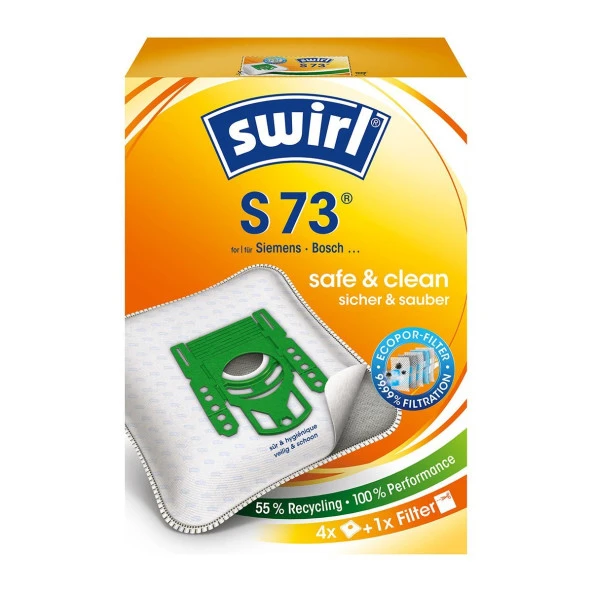 Swirl S 73 EcoPor Siemens, Bosch Elektrikli Süpürgeler için  Toz Torbası - 2