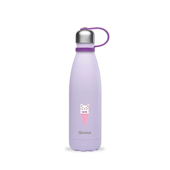 Qwetch QK9005 Kids Isı Yalıtımlı 500ml Termos - Kedi Desenli