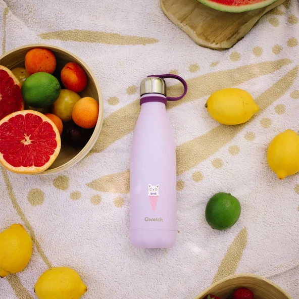 Qwetch QK9005 Kids Isı Yalıtımlı 500ml Termos - Kedi Desenli - 3