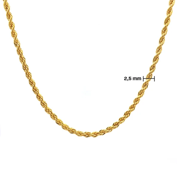 Çelik Zincir Altın Kaplama Burgu Model 2,5 MM ZN-126 - 5