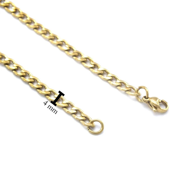 FerizZ Altın Kaplama Figaro Unisex Zincir Kolye 80 cm  ZN-260 - Resim 3