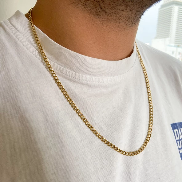 Çelik Zincir Altın Kaplama Unisex Figaro Model ZN-307 - 2