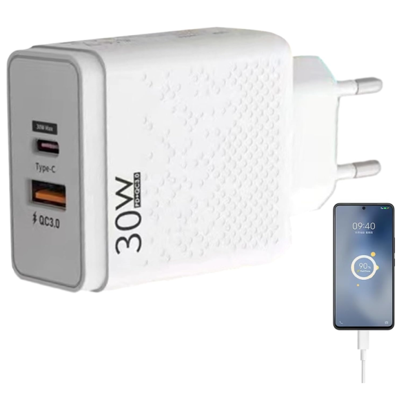 QASUL 3O W USB VE TYC-E  BAĞLANTILI SUPER HIZLI KULANIŞLI KALİTELİ  ŞARJ ADAPTÖRÜ - 5