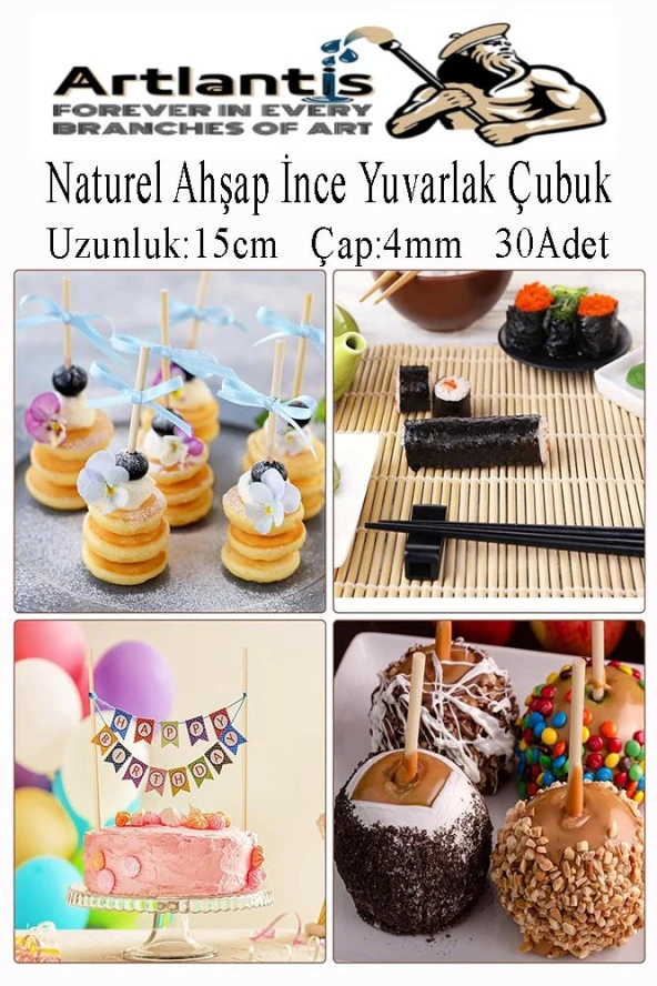 Naturel İnce Ahşap Yuvarlak Çubuk 15 cm 30 lu 1 Paket Okul Öncesi Sınıf Tasarım Etkinlik Hobi - Resim 3