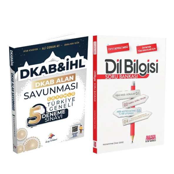 Dizgi 2024 Dkab 5 li Deneme ve AKM Dil Bilgisi Soru Bankası Seti 2 Kitap