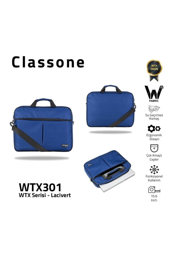 Classone WTX301 WTXpro Serisi 15.6 inch Uyumlu Su Geçirmez Kumaş Macbook, Laptop , Notebook El