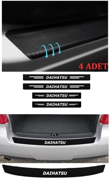 Daihatsu Yrv İçin Uyumlu Aksesuar Oto Bağaj Ve Kapı Eşiği Sticker Set Karbon