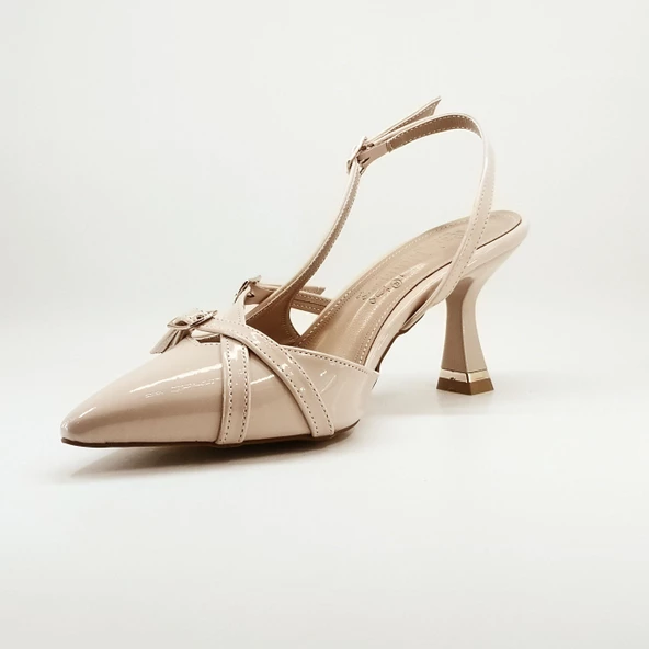 Janestt Çift Bantlı Toka Detaylı Rugan Kadın Topuklu Ayakkabı 147-PM492-945 - Resim 6