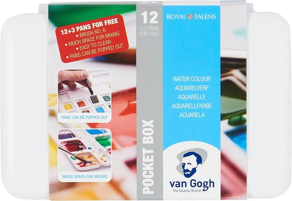 Van Gogh 12+3 Renk Tablet Sulu Boya Seti Plastik Kutulu(Defter hediyeli) / 20808632