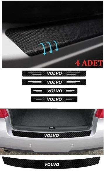 Volvo V70 İçin Uyumlu Aksesuar Oto Bağaj Ve Kapı Eşiği Sticker Set Karbon