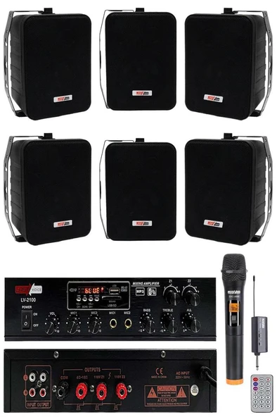 Lastvoice Black Large Plus Paket-5 Hoparlör ve Anfi Anons Ses Sistemi Seti ürün görseli