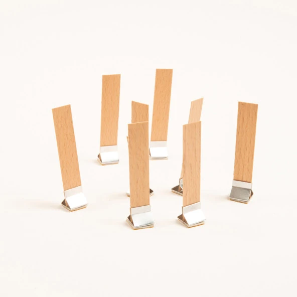 Ahşap Mum Fitili ve Yapışkanlı Fitil Sehpası 50 Adet ( 15mm x 75mm x 0,5mm ) - Resim 2