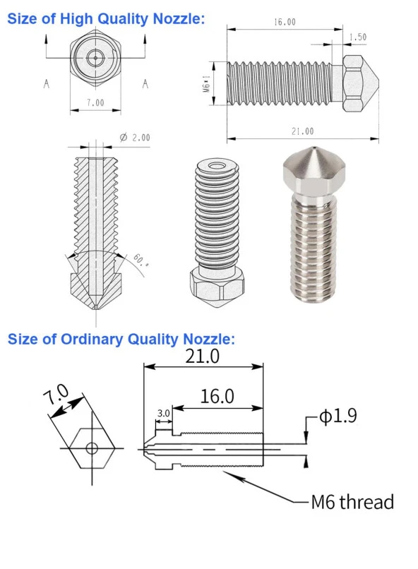 E3D Volcano Çelik Nozzle-X1-X2-Genius-Genius Pro-0.4mm - Resim 3