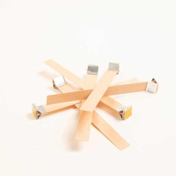 Ahşap Mum Fitili ve Yapışkanlı Fitil Sehpası 75 Adet ( 15mm x 150mm x 0,5mm ) - Resim 3