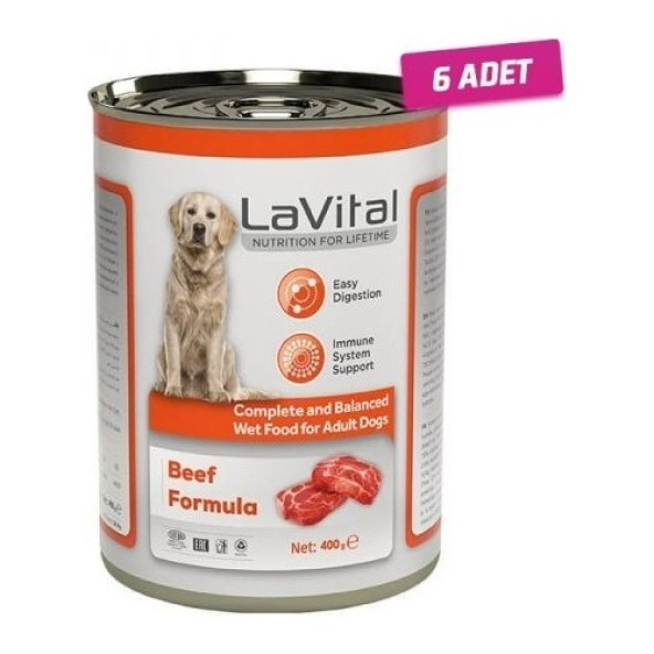 La Vital Lavital Adult Biftekli Yetişkin Köpek Konservesi 400 Gram 6'lı