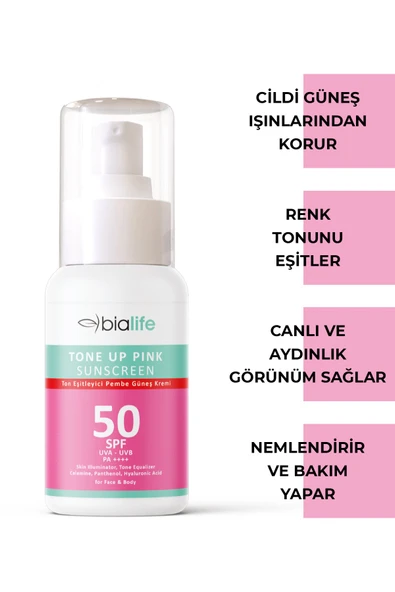 Ton Eşitleyici SPF-50 PEMBE Güneş Kremi - Bialife - 2