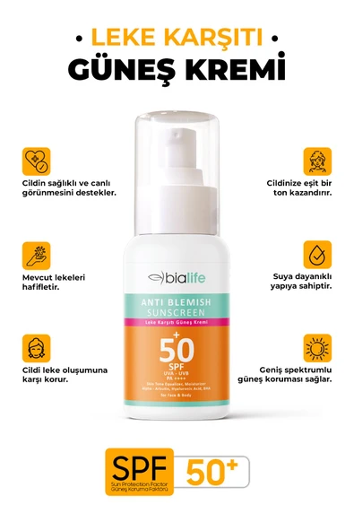 Suya Dayanıklı Leke Karşıtı Güneş Kremi SPF 50+ - Bialife - 2