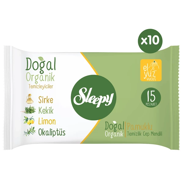 Sleepy Doğal Organik Pamuklu Cep Mendili 150 Yaprak (10X15)