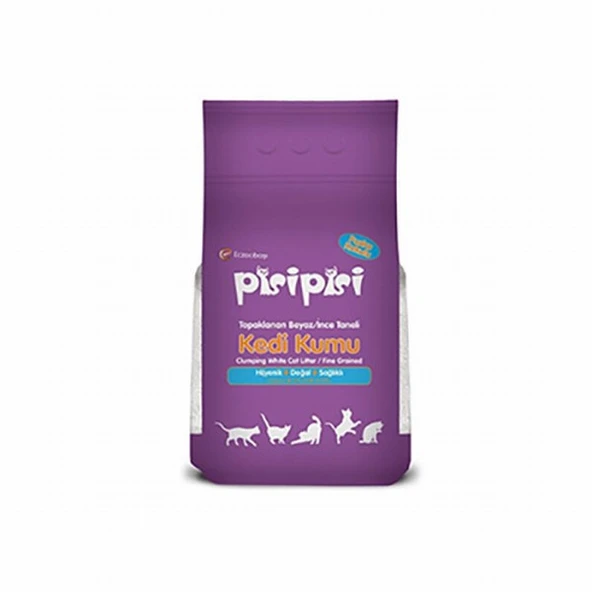 Pisipisi Pudra Kokulu Topaklanan Bentonit İnce Taneli Kedi Kumu 10 Kg ürün görseli 1