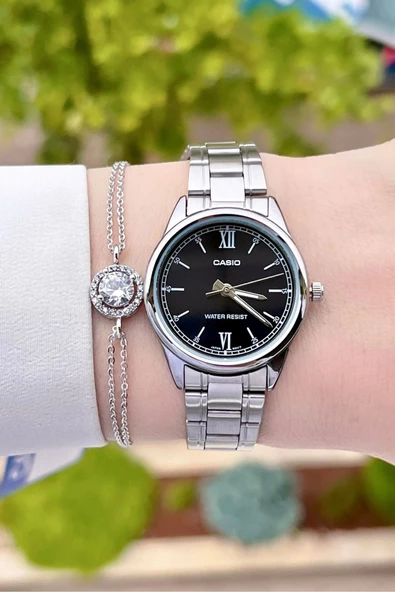 Casio CSISTE25 Kadranı Siyah Kordonu Gümüş Renk Hediye Paketli Kadın Kol Saati - Resim 3