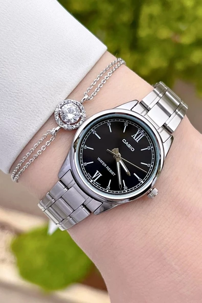 Casio CSISTE25 Kadranı Siyah Kordonu Gümüş Renk Hediye Paketli Kadın Kol Saati - Resim 2