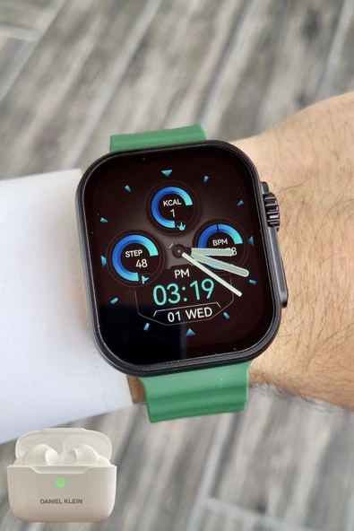 Daniel Klein DK1ISTE1167 Android/ios Uyumlu Arama Özellikli Yeşil Renk Kordonlu Akıllı Kol Saati ve Bluetooth Kulaklık - 6