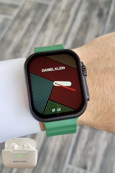 Daniel Klein DK1ISTE1167 Android/ios Uyumlu Arama Özellikli Yeşil Renk Kordonlu Akıllı Kol Saati ve Bluetooth Kulaklık