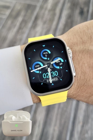 Daniel Klein DK2ISTE1157 Android/ios Uyumlu Arama Özellikli Sarı Renk Kordonlu Akıllı Kol Saati ve Bluetooth Kulaklık - 6