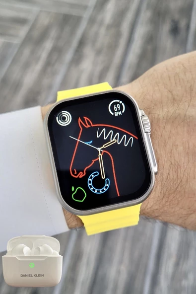 Daniel Klein DK2ISTE1157 Android/ios Uyumlu Arama Özellikli Sarı Renk Kordonlu Akıllı Kol Saati ve Bluetooth Kulaklık - 7
