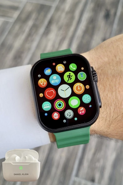Daniel Klein DK1ISTE1167 Android/ios Uyumlu Arama Özellikli Yeşil Renk Kordonlu Akıllı Kol Saati ve Bluetooth Kulaklık - 2