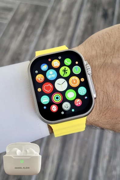 Daniel Klein DK2ISTE1157 Android/ios Uyumlu Arama Özellikli Sarı Renk Kordonlu Akıllı Kol Saati ve Bluetooth Kulaklık - 2
