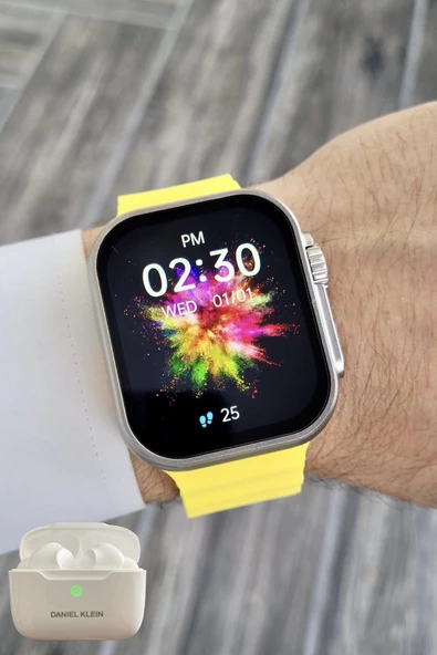 Daniel Klein DK2ISTE1157 Android/ios Uyumlu Arama Özellikli Sarı Renk Kordonlu Akıllı Kol Saati ve Bluetooth Kulaklık - 5