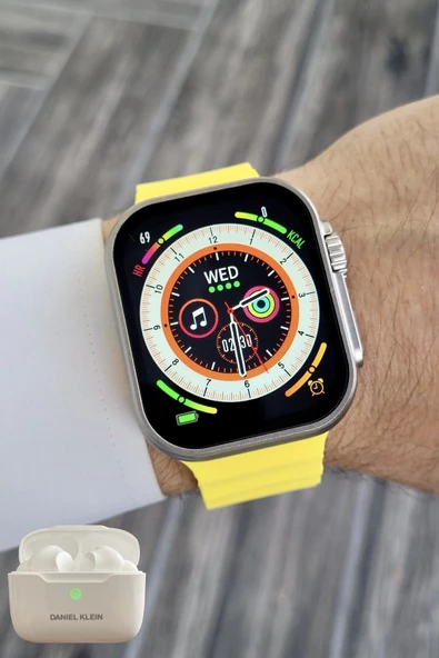 Daniel Klein DK2ISTE1157 Android/ios Uyumlu Arama Özellikli Sarı Renk Kordonlu Akıllı Kol Saati ve Bluetooth Kulaklık - 4