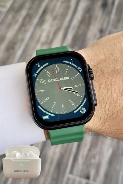 Daniel Klein DK1ISTE1167 Android/ios Uyumlu Arama Özellikli Yeşil Renk Kordonlu Akıllı Kol Saati ve Bluetooth Kulaklık - 3