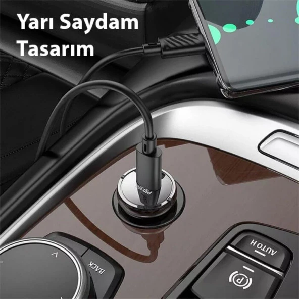 Coofbe Şarj Akım Korumalı Type-C Girişli PD30W Araç Çakmaklık Şarjı Şarj Akım Korumalı  Araç Çakmaklık Hızlı Şarj Aleti - 3