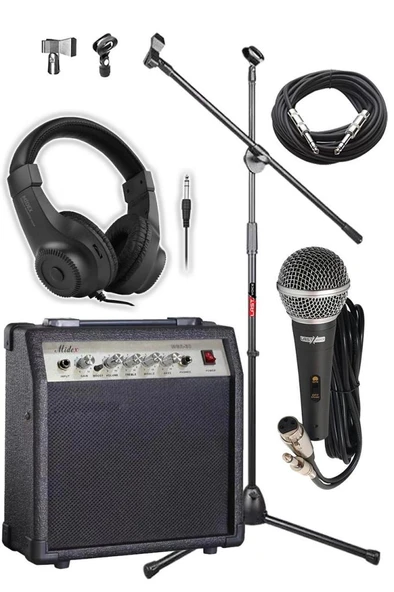 Midex MGA-30BK-PAK Elektro Gitar Amfisi Seti 30 Watt Gain Özellikli (Amfi Mikrofon Stand Kulaklık Jack Kablo) ürün görseli 1