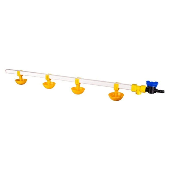 TavPet Civcivler İçin Nipel Suluk Sistemi 80 cm 4 Nipelli Küçük Yaylı Çanaklı