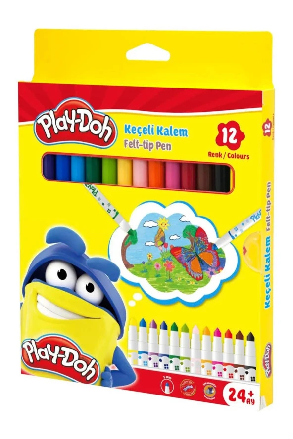 PLAY-DOH JUMBO KEÇELİ KALEM 5MM. KARTON KUTU 12 RENK