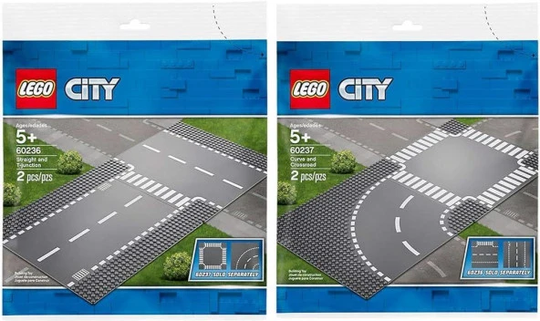 LEGO City 60236 Straight and T-Junction + LEGO City 60237 Curves and Crossroad