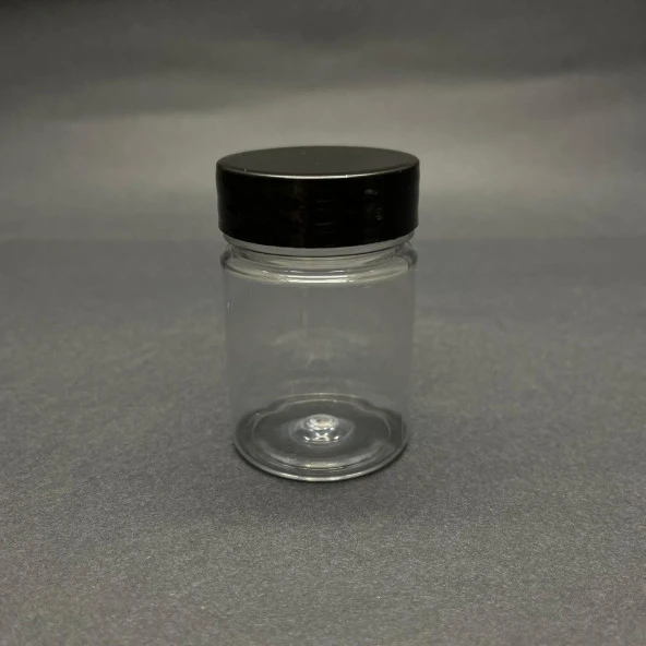 50 cc Geniş Ağızlı Pet Şişe  - Siyah Kapaklı- 50ml Plastik Numune Kavanozu- x 10 Adet ürün görseli