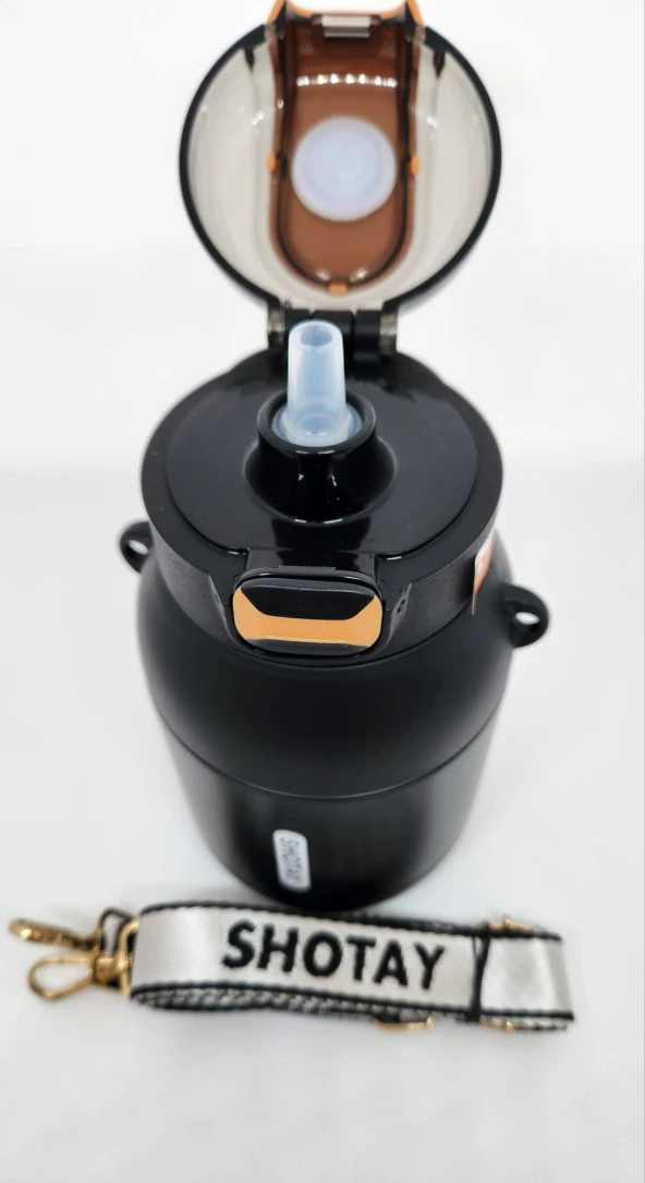 Shotay Dome ST-8081 800ml Çelik Pipetli-Pipetsiz Kullanım Termos Matara Siyah